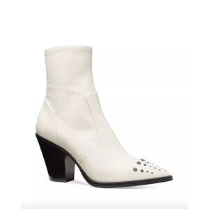 MICHAEL Michael Kors Dover Embellished Pointed Toe High Heel Booties Light Cream